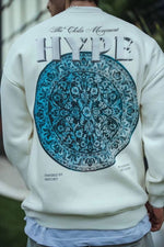 Erkek 3 İplik Pamuklu Bisiklet Yaka Baskılı SweatShirt - Beyaz