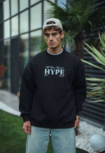 Erkek 3 İplik Pamuklu Bisiklet Yaka Baskılı SweatShirt - Siyah