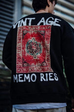 Erkek Bisiklet Yaka 3 İplik Pamuklu Baskılı SweatShirt - Siyah