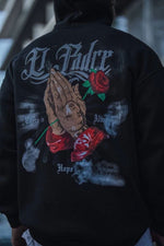 Erkek 3 İplik Pamuklu Kapüşonlu Baskılı Cepli Oversize Sweatshirt Hoodie - Siyah