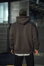Erkek 3 İplik Pamuklu Kapüşonlu Basic SweatShirt Hoodie - Füme