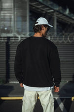Erkek pamuklu Bisiklet Yaka 3 İplik Basic SweatShirt - Siyah