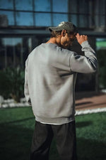Erkek Bisiklet Yaka 3 İplik pamuklu Basic SweatShirt - Boyalı Gri