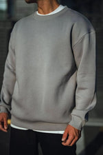 Erkek Bisiklet Yaka 3 İplik pamuklu Basic SweatShirt - Boyalı Gri