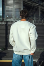 Erkek  Bisiklet Yaka 3 İplik Pamuklu Basic SweatShirt - Beyaz