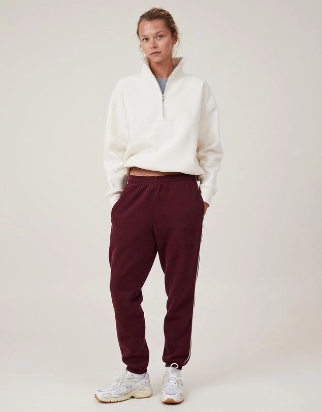 Kadın 3 İplik Pamuklu Oversize Yarım Fermuarlı Yakalı Basic Sweatshirt - Beyaz
