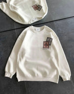 Kadın Bisiklet Yaka Kilim Halı Baskılı 3 İplik Pamuklu Sweatshirt - Beyaz