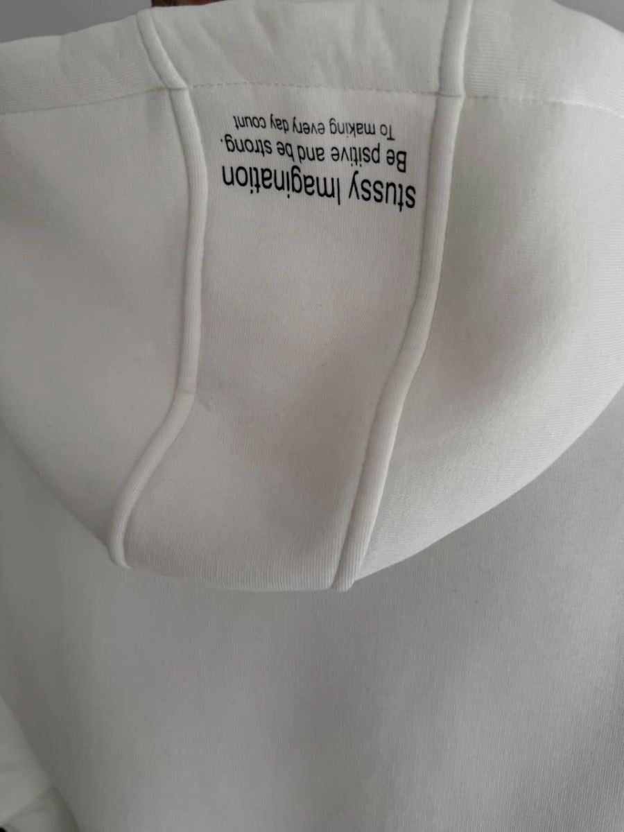 Kadın Oversize Kapüşonlu Cepli Baskılı 3 İplik Pamuklu Hoodie Sweatshirt - Beyaz