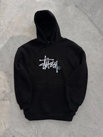 Kadın Oversize Kapüşonlu Cepli Baskılı 3 İplik Pamuklu Hoodie Sweatshirt - Siyah