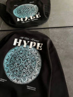 Kadın 3 İplik Pamuklu Bisiklet Yaka Baskılı SweatShirt - Siyah