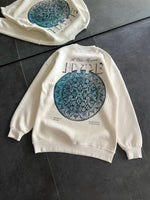 Kadın 3 İplik Pamuklu Bisiklet Yaka Baskılı SweatShirt - Beyaz