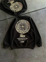 Kadın 3 iplik Pamuklu Bisiklet Yaka Baskılı SweatShirt - Siyah