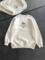 Kadın 3 iplik Pamuklu Bisiklet Yaka Baskılı SweatShirt - Beyaz