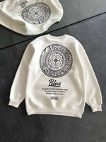 Kadın 3 iplik Pamuklu Bisiklet Yaka Baskılı SweatShirt - Beyaz
