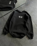 Kadın Bisiklet Yaka 3 İplik pamuklu Baskılı Oversize SweatShirt - Siyah