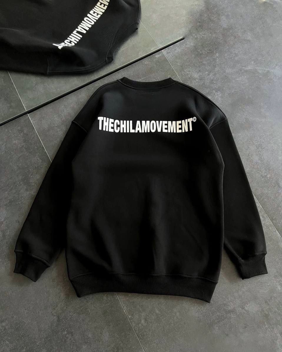 Kadın 3 iplik Kışlık pamuklu Bisiklet Yaka Oversize Baskılı SweatShirt - Siyah