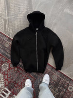 Kadın Tam Fermuarlı Cepli Kapüşonlu 3 iplik pamuklu hoodie Sweatshirt - Siyah