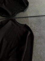 Kadın Bisiklet Yaka 3 İplik Pamuklu Basic SweatShirt - Siyah