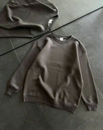 Kadın Bisiklet Yaka 3 İplik Pamuklu Basic SweatShirt - Füme