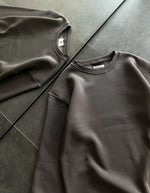 Kadın Bisiklet Yaka 3 İplik Pamuklu Basic SweatShirt - Füme