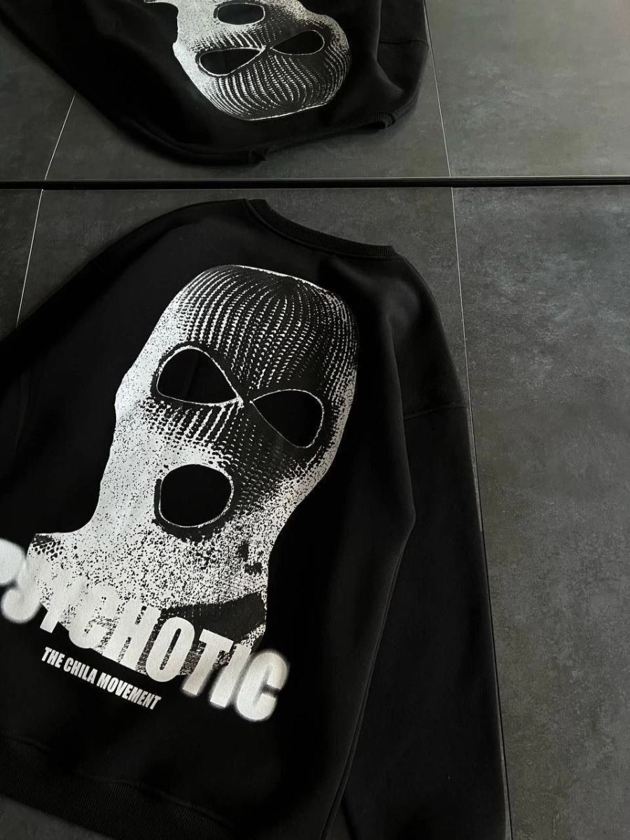Kadın 3 iplik Kışlık Bisiklet Yaka Baskılı SweatShirt - Siyah
