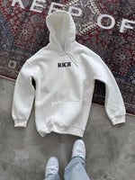 Erkek Kapüşonlu Kanguru Cepli Sweatshirt 3 İplik Pamuklu Baskılı Hoodie -  Beyaz
