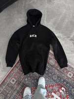 Kadın Kapüşonlu Kanguru Cepli Sweatshirt 3 İplik Pamuklu Baskılı Hoodie - Siyah