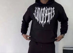 Erkek Kapüşonlu Kanguru Cepli Sweatshirt 3 İplik Pamuklu Baskılı Hoodie -  Siyah