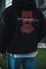 Erkek Kapüşonlu Kanguru Cepli Sweatshirt 3 İplik Pamuklu Baskılı Hoodie -  Siyah