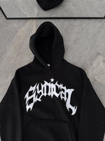 Kadın Kapüşonlu Kanguru Cepli Sweatshirt 3 İplik Pamuklu Baskılı Hoodie -  Siyah