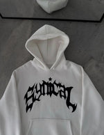 Kadın Kapüşonlu Kanguru Cepli Sweatshirt 3 İplik Pamuklu Baskılı Hoodie -  Beyaz