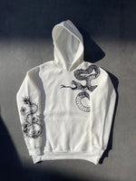 Kadın Oversize Kapüşonlu Kanguru Cepli Baskılı 3 İplik Pamuklu Sweatshirt Hoodie -   Beyaz