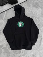 Kadın Oversize Kapüşonlu Kanguru Cepli Baskılı 3 İplik Pamuklu Sweatshirt Hoodie -   Siyah