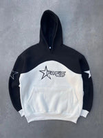 Kadın 3 İplik Pamuklu Parçalı Nakış İşlemelı Kapüşonlu SweatShirt Hoodie - Siyah