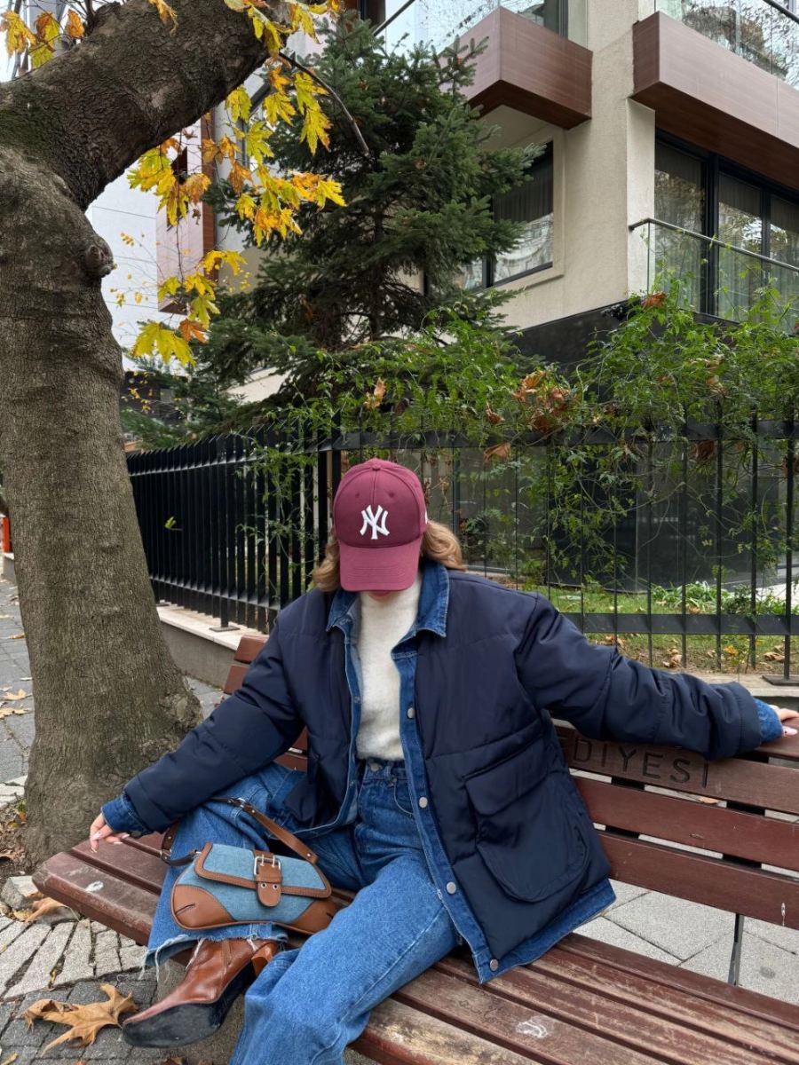 Kadın Jeans Detaylı Cıtcıtlı Ceket Mont - Lacivert