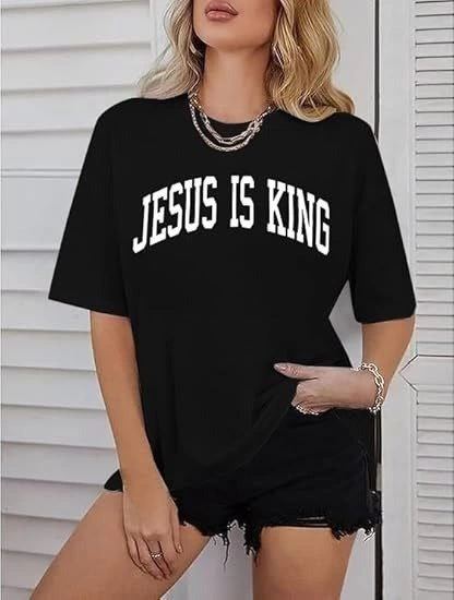 Kadın Baskılı T-Shirt Kısa Kol Bisiklet Yaka Oversize Rahat Kalıp Tişört - Siyah