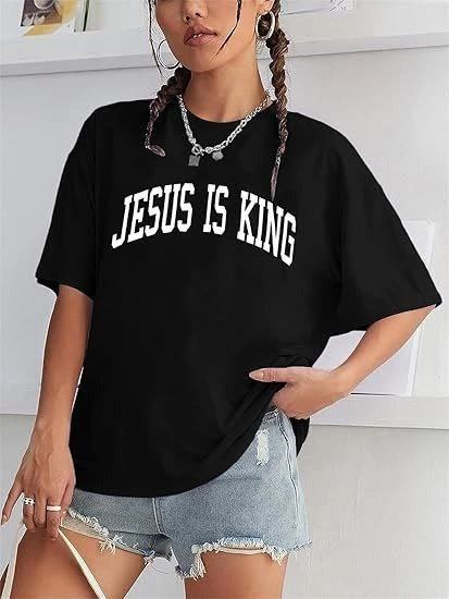 Kadın Baskılı T-Shirt Kısa Kol Bisiklet Yaka Oversize Rahat Kalıp Tişört - Siyah