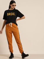 Kadın Kısa Kol Yazlık Tişört Bisiklet Yaka BASIC Baskılı T-Shirt - Siyah