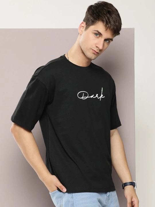 Erkek Baskılı T-Shirt Kısa Kol Bisiklet Yaka Regular Fit Rahat Kalıp Tişört - Siyah