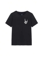 Erkek Baskılı T-Shirt Kısa Kol Bisiklet Yaka Regular Fit Rahat Kalıp Tişört - Siyah