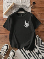 Erkek Baskılı T-Shirt Kısa Kol Bisiklet Yaka Regular Fit Rahat Kalıp Tişört - Siyah