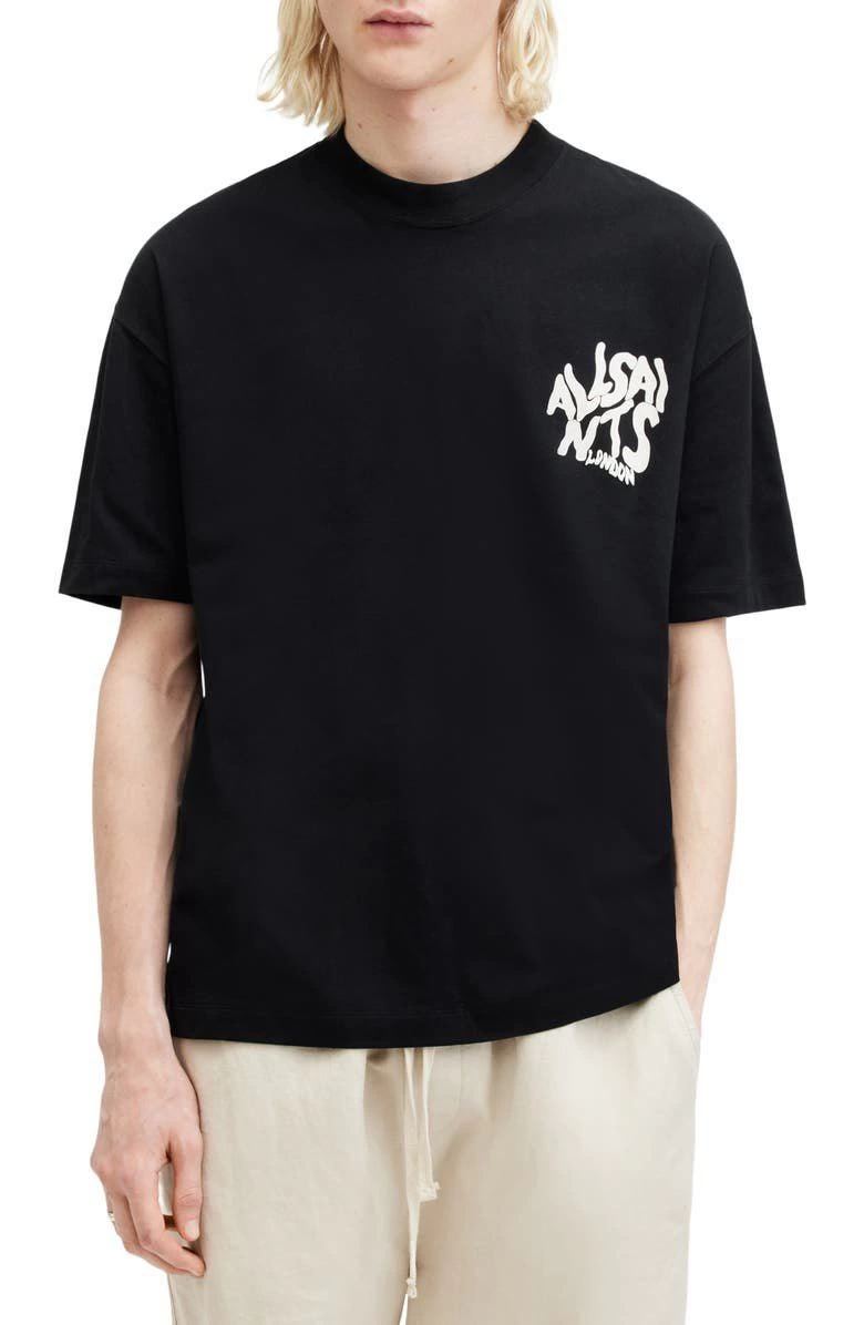 Erkek Tişört Baskılı Oversize Kısa kol T-shirt - Siyah