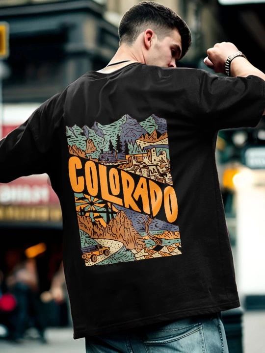 Erkek Tişört Baskılı Oversize Kısa kol T-shirt - Siyah