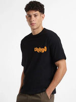 Erkek Tişört Baskılı Oversize Kısa kol T-shirt - Siyah