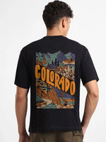 Erkek Tişört Baskılı Oversize Kısa kol T-shirt - Siyah