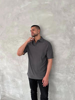 Erkek Polo Yaka Tişört Patlı Kısa Kol Yazlık T-shirt - Antrasit