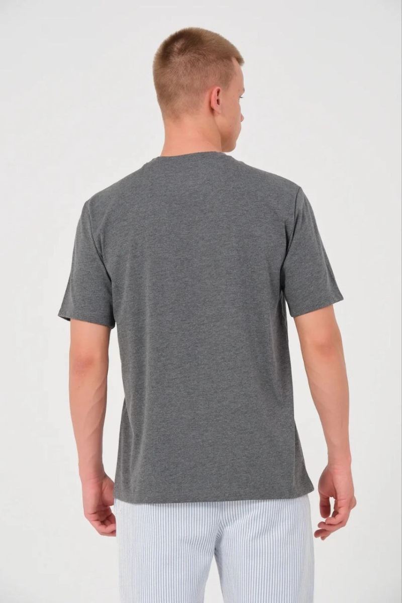 Erkek Düz Bisiklet Yaka Tişört Kısa Kol Yazlık T-Shirt - Antrasit