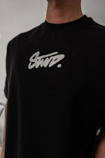 Erkek Kısa Kol Yazlık Tişört Bisiklet Yaka Baskılı Oversize T-Shirt - Siyah