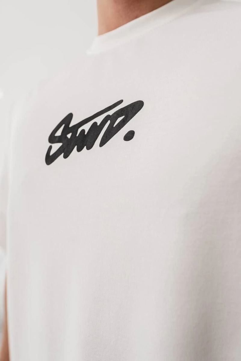 Erkek Tişört Yazlık Baskılı Oversize Kısa kol T-Shirt - Beyaz