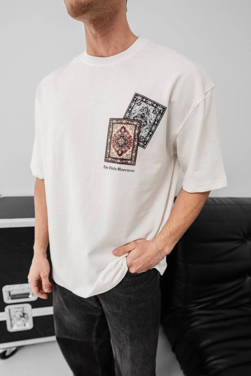 Erkek Yazlık Bisiklet Yaka Baskılı Regular Fit Tişört Kısa Kol T-Shirt - Beyaz